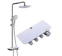 Shower Head Chrome Plated Shower Mixer Tap System 9Inch Square Rain Shower Head 3 Modes Shower Head Shower kit with Shower Head Bath Shower Mixer Set Shower System Chrome Plated Table A