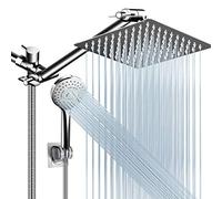Shower Head Combo,8 Inch High Pressure Rain Shower Head with 11 Inch Adjustable Extension Arm and 5 Settings Handheld Shower Head Combo,Powerful Shower Spray Against Low Pressure Water with Long Hose