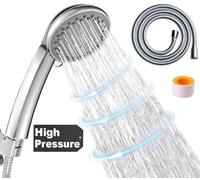 Shower Head,CUCM Turbocharged Design High Pressure 4 Spray Settings with Hose Adjustable Massage Spa Hand Held Showerhead,Chrome