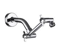 Shower Head Extension Arm, Anti-Leak Solid Brass Adjustable Shower Arm Extender for Rain & Handheld Shower Head, Shower Arm with G1/2 Universal Connector (5 Inch, Chrome)