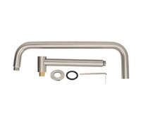 Shower Head Extension with Flange, S Shape Shower Arm Wall Mount, 360 Degree Rotatable Stainless Steel Shower Pipe for Bathroom Bathtub High Rise Buildings (Brushed)