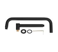 Shower Head Extension with Flange, S Shape Shower Arm Wall Mount, 360 Degree Rotatable Stainless Steel Shower Pipe for Bathroom Bathtub High Rise Buildings (Black)