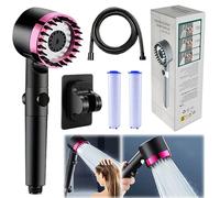 Showerhead, Filtered Shower Head with Handheld, High Pressure Water Flow and Multiple Spray Modes, Shower Head with Filter, 3 Settings 4 in 1 Detachable Showerhead with 47” Hose, Bracket and 2 Filters