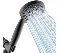 Shower Head, Handheld Shower Head with 6 Jet Modes, High Pressure Shower Head with 59 Inch Hose, Adjustable Bracket Strap, Rubber Washers, Matte Black