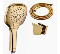 Shower Head, Head Shower Three Functions Polish Gold Hand Held Shower Head Bathroom with Finished Holder(Set a)