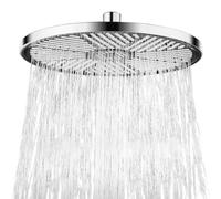 Shower Head High Pressure, 10 Inch Waterfall Shower Head Self-Cleaning Rainfall Shower Head with Swivel Ball, Adjustable Replacement Round Fixed Shower Head with Chrome Finish Universal Fittings