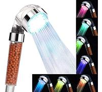 Shower Head, High Pressure Boosting Water Saving, Led Shower Head with 7 Colour Changing, Handheld Shower with Ionic and Stone Filter for SPA