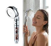 Shower Head High Pressure by AQRNKK Original Filter Shower Head for Hard Water with 3 Spray Settings - with EcoStop Button (ON/Off) for Non-Electric Showers Only