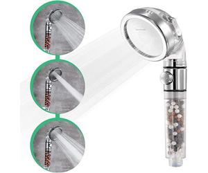 Shower Head High Pressure by StoneStream® Original Filter Shower Head for Hard Water with 3 Spray Settings - with EcoStop Button (ON/Off) for Non-Electric Showers Only