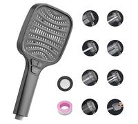 Shower Head High Pressure Shower Heads - 8 Spray Modes Square Handheld Showerhead, Handheld Showers for Bathroom Fixtures, Bath Shower Attachment, Large Shower Heads - Gunmetal Grey
