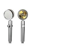 Shower Head High Pressure Twin Turbocharged Handheld Turbo Fan Propeller One-Key Stop Massage Showerhead for Bathroom(Classic-Gold)
