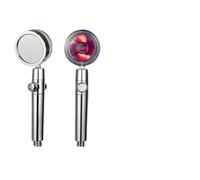 Shower Head High Pressure Twin Turbocharged Handheld Turbo Fan Propeller One-Key Stop Massage Showerhead(Classic-Red)