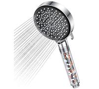 Shower Head High Pressure with Filter - YEAUPE Handheld Water Saving 6 Adjustable Spray Modes Rain Shower Heads with Anti-limescale Silicone Nozzles for Hard Water(Shower Head Without Hose), 9 L/Min
