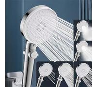 Shower Head High Pressure with Water Stop Switch, Boosting Water Saving Rainfall Filtered Shower Heads, 12CM Large Panel Water Outlet 5 Spray Modes Handheld Universal Shower with Filter for Bath SPA