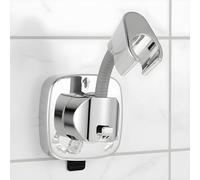 Shower Head Holder, 360° Adjustable Wall Mount No-Drill Strong Adhesive Wand Bracket Waterproof Handheld Holder Chrome Finish Fits Handles up to 0.83 in Bathroom Accessories