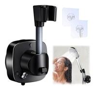 Shower Head Holder, 360° Rotatable Adjustable Design Shower Holder Bracket with Hook Suitable for Most Shower Heads No Drill Wall Mount Bracket for Bathroom (Black)
