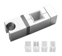 Shower Head Holder, Adjustable Replacement Square Shower Holder, Shower Bracket Accessories for Bathroom, No Removal of Shower Rail Shower Handset Holder for Any Rail(Silver)