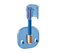 Shower Head Holder | Adjustable Wall Mounted Bracket with 2 Hooks | No Drill Adhesive for Bathroom/Kitchen/RV | Handheld Showerhead Organizer (Transparent Blue)