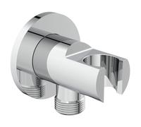 Shower Head Holder and Wall Outlet - Ideal Standard Idealrain Round Shower Head Holder and Outlet, Chrome, BC807AA