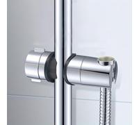 Shower Head Holder for Slider Rail, Adjustable Chrome Showerhead Bracket Replacement, Clamp-on Clip Fits 18.5-25mm O.D. Round Riser Bar, No Drill