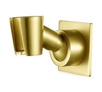 Shower Head Holder Handheld Shower Wand Holder Adjustable Shower Head Bracket Shower Wall Mount Holder, Brushed Brass/Gold Finish, Drill Free Glue Installation