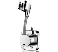 Shower Head Holder Removable No-Punch Suction Cup - 360° Adjustable Shower Riser Rail, Bathroom/Pool/Balcony Use Silver Square Model，Chrome