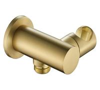 Shower Head Holder, Round Adjustable Shower Holder, Wall Mounted Brushed Gold Bracket, 360° Swivel Brass Holder with Outwater, for Bathroom