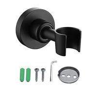 Shower Head Holder, Solid 304 Stainless Steel Adjustable 360 Degree Wall Mounted Shower Head Holder Bracket Set (Black)