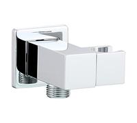 Shower Head Holder,Square Wall Mounted Adjustable Handheld Shower Head Bracket,Solid Brass Handheld Shower Wand Holder,Chrome (Black,Silver )