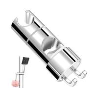 Shower Head Holder with 2 Hooks, Universal Adjustable Shower Holder Bracket for 16-27mm Slide Rod, 360° Rotation Polished Chrome Shower Head Holder Replacement, No Drill Bathroom Shower Accessories