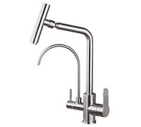 Shower Head Kitchen Faucet 3 Way Stainless Steel Brushed Pure Water Faucet Swivel 3 in 1 Multifunctional Kitchen Sink faucets-B (Color : B) Shower Head