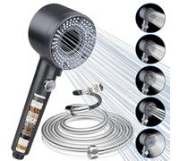 Shower Head Powerful Flow with 5 Spray Modes & Stainless Steel Hose 2M, High Pressure Shower Heads with Massage, Shower Head High Pressure Bathroom Accessory Set Water Saving 40%