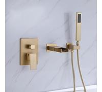 Shower Head Set, Bath Mixer Taps with Shower Chrome Waterfall Bath Shower Mixer Tap Bath Tub Mixer Tap with Shower,Brushed Gold LWX