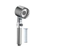Shower Head Shower Head 3 Mode High Pressure Adjustable Filter with Massage Brush One Key Stop(Grey Shower Hose)