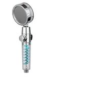 Shower Head Shower Head High Pressure Twin Turbocharged Handheld Turbo Fan Propeller One-Key Stop Massage Showerhead(Upgrade-Blue)