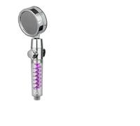 Shower Head Shower Head High Pressure Twin Turbocharged Handheld Turbo Fan Propeller One-Key Stop Massage Showerhead(Upgrade-Purple)
