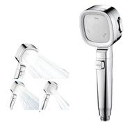 Shower Head Water High Pressure Saving 3 Modes Heads Adjustable One-Key Stop Massage Sprayer Bathroom Accessories(Silver)