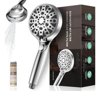 Shower Head with Filter, High Pressure Handheld Showerhead with Multilayer Filtration, 10 Spray Modes, Water-Saving & Anti-Limescale, Pressure-Boosting for Bathroom and Pet Washing (G1/2)