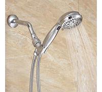 Shower Head with Hose, 6 Settings Handheld Shower Spray With11 Inches Adjustable Extension Arm and 59 Inch Stainless Steel Hose Luxury Modern Chrome Look