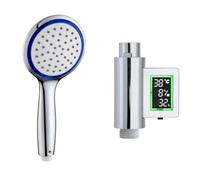 Shower Head with Self Powered Flow Meter, Water and Energy Saving Design (Single Function, Blue)