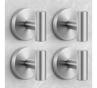 Shower Hooks for Inside Shower,No-Drill Removable&Reusable Towel Hooks for Bathroom,Heavy Duty Suction Cup Hooks for Glass Window,4 Packs(Silver)