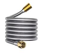 Shower Hose 1.5/2/3Meters Silver Large Flow Stainless Steel Flexible Shower Hose Long Bathroom Pipe Enlarged Inner Tube Accessory(3.0m)