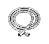 Shower Hose 1.5/2M Black/Silver SUS 304 Flexible Shower Hose Long Bathroom Pipe Extension Water Pull Accessories(1.5m Silver)