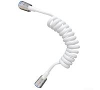 Shower Hose, 2m Telescopic Flexible Spring Hose for Bidet Toilet Spray -Gun, Extendable Telephone Cord Style Shower Hose(White)