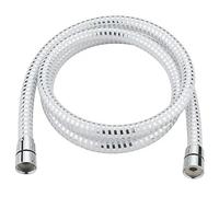 Shower Hose White/Silver 10MM X 1.5M, PVC and Chrome Construction. Suitable for high and Low Pressure Systems, 1 in Pack