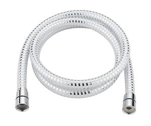 Shower Hose White/Silver 10MM X 1.5M, PVC and Chrome Construction. Suitable for high and Low Pressure Systems, 1 in Pack