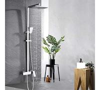Shower Kits, Chrome Wall Mounted Rainfall Shower Faucet Rotate Watering Can Bath Shower Set Hand Shower Head Rain Bathroom Mixer Tap