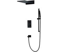 Shower Kits, Premium Quality Brass Black Shower Set Bathroom Rainfall Shower Head Faucet Shower Spout Diverter Mixer Handheld Spray