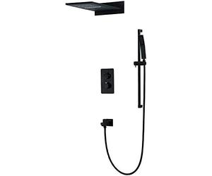 Shower Kits, Premium Quality Brass Black Shower Set Bathroom Rainfall Shower Head Faucet Shower Spout Diverter Mixer Handheld Spray