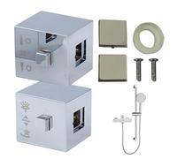 Shower Knob 1 Set Plated Shower Handle Replacement Polished Shower Faucet Handle Square Thermostatic Shower Knob Replacement,Shower Knob Shower Installation Kits